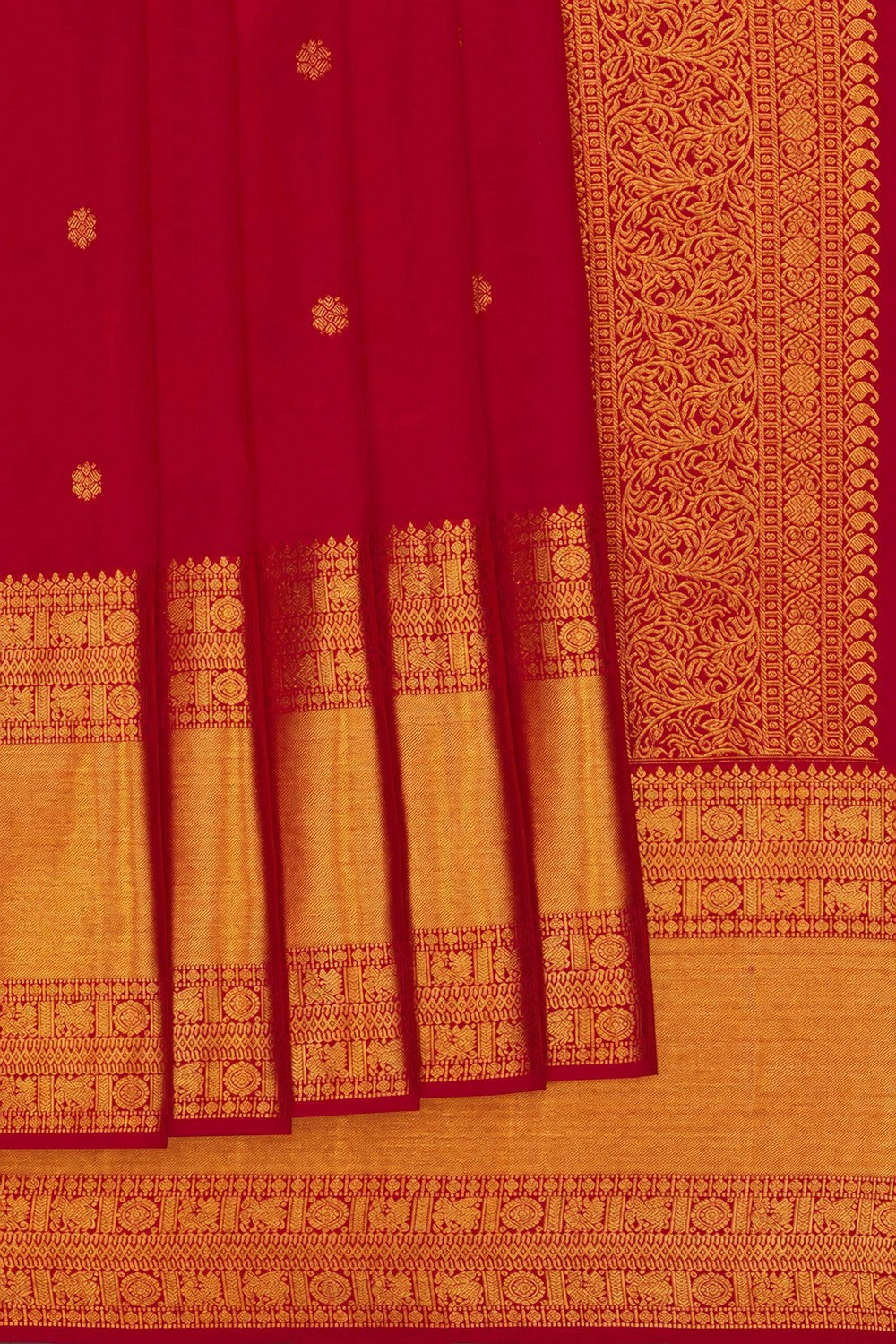 Image of Red Vintage Kanchi Silk Saree