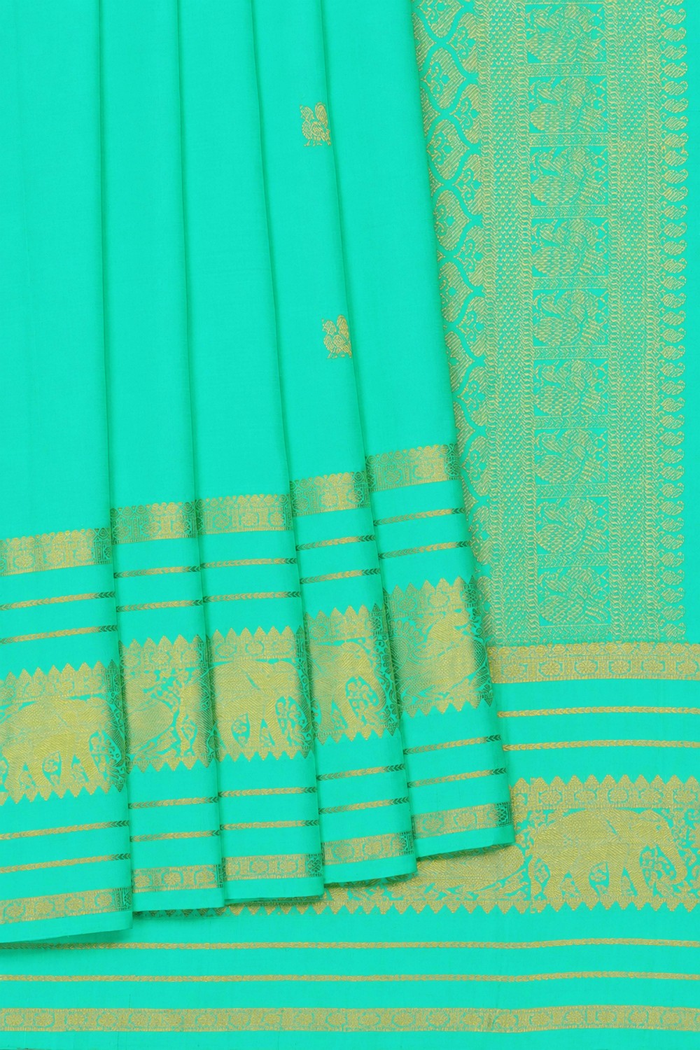 Image of Sea Green Kanchi Silk Saree