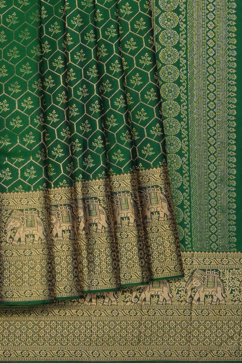 Image of Green Vintage Kanchipattu Brocade Saree