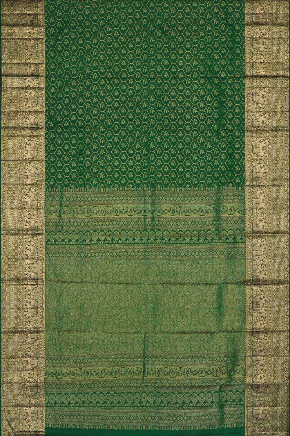 Image of Green Vintage Kanchipattu Brocade Saree