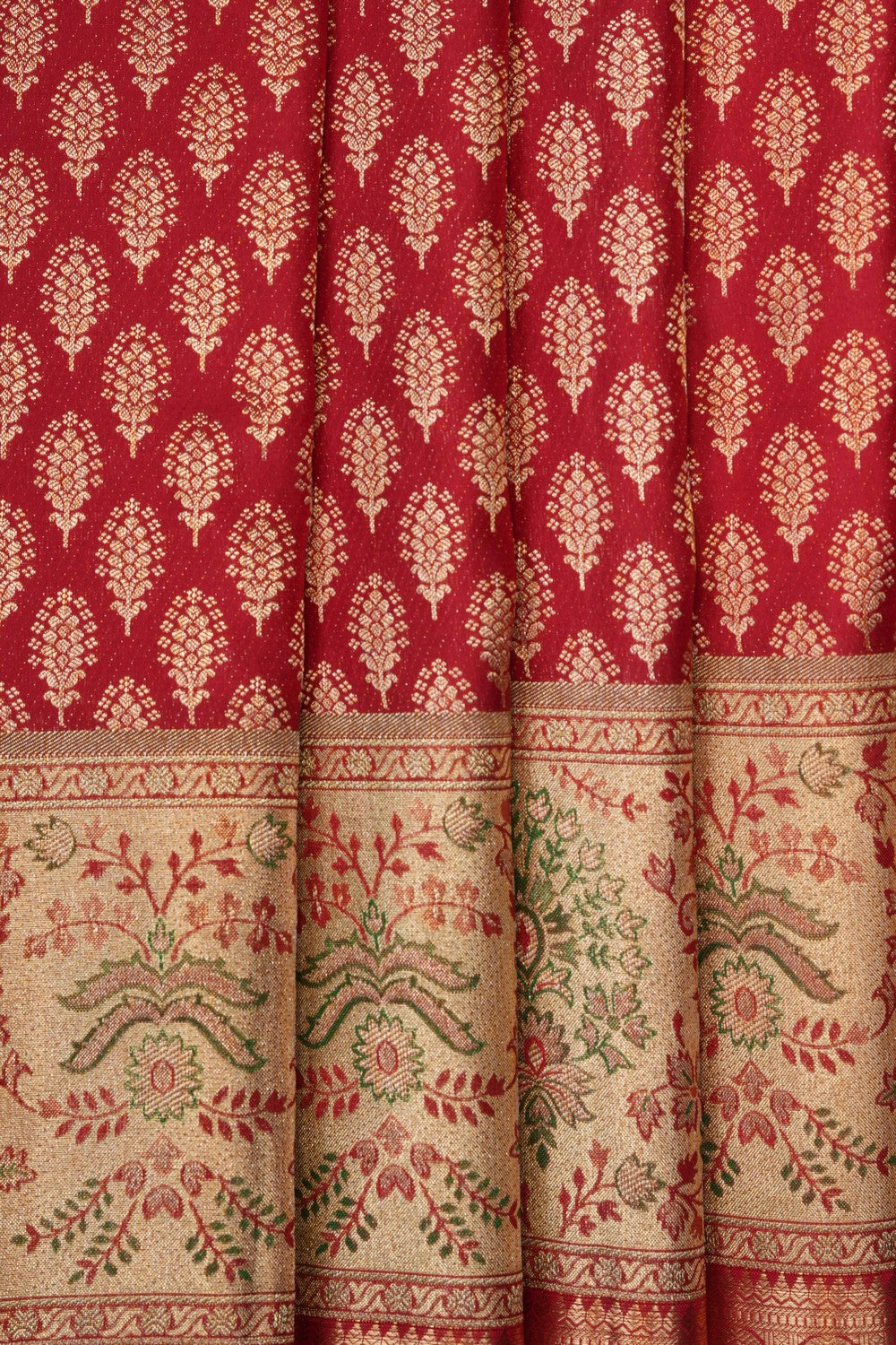 Image of Red Vintage Kanchipattu Brocade Saree