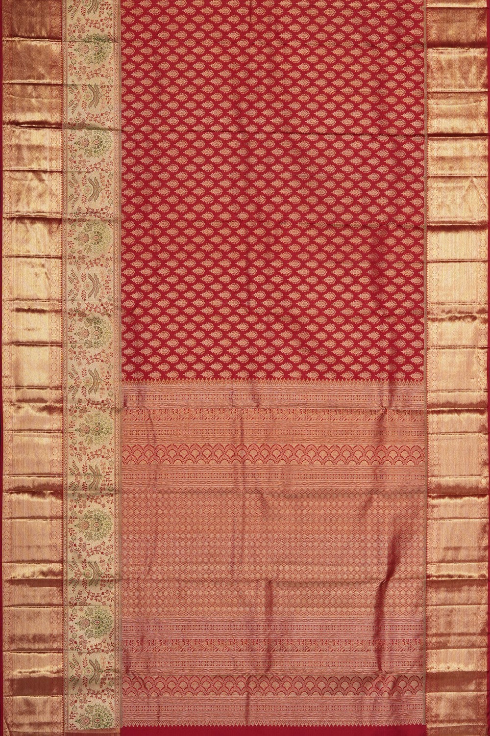 Image of Red Vintage Kanchipattu Brocade Saree