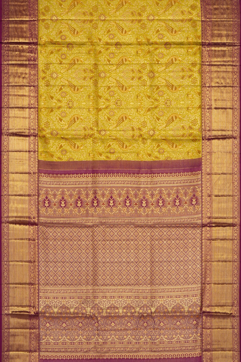 Image of Spring-Green Vintage Kanchipattu Brocade Saree