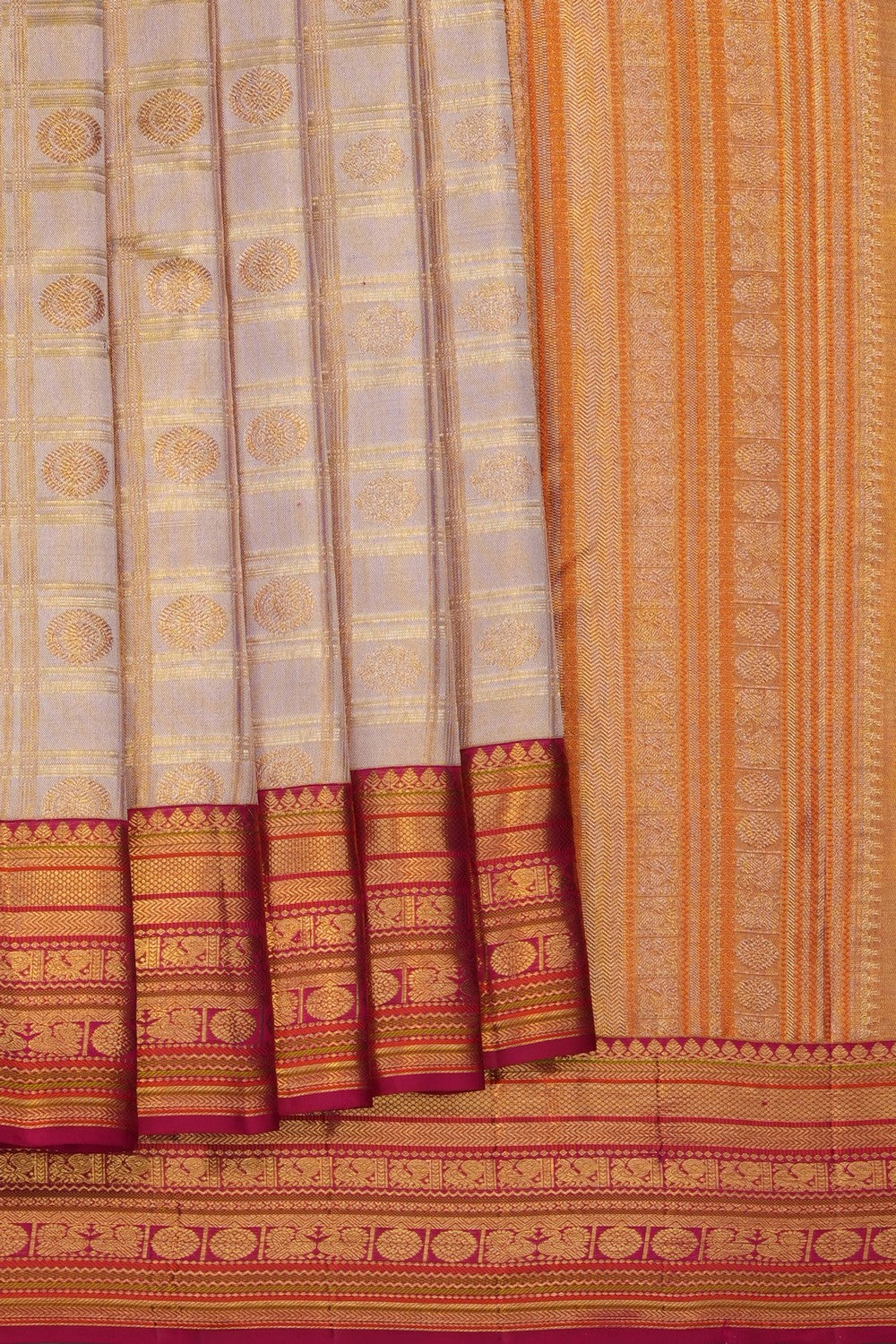 Image of Gold Vintage Kanchipattu Kattam Saree