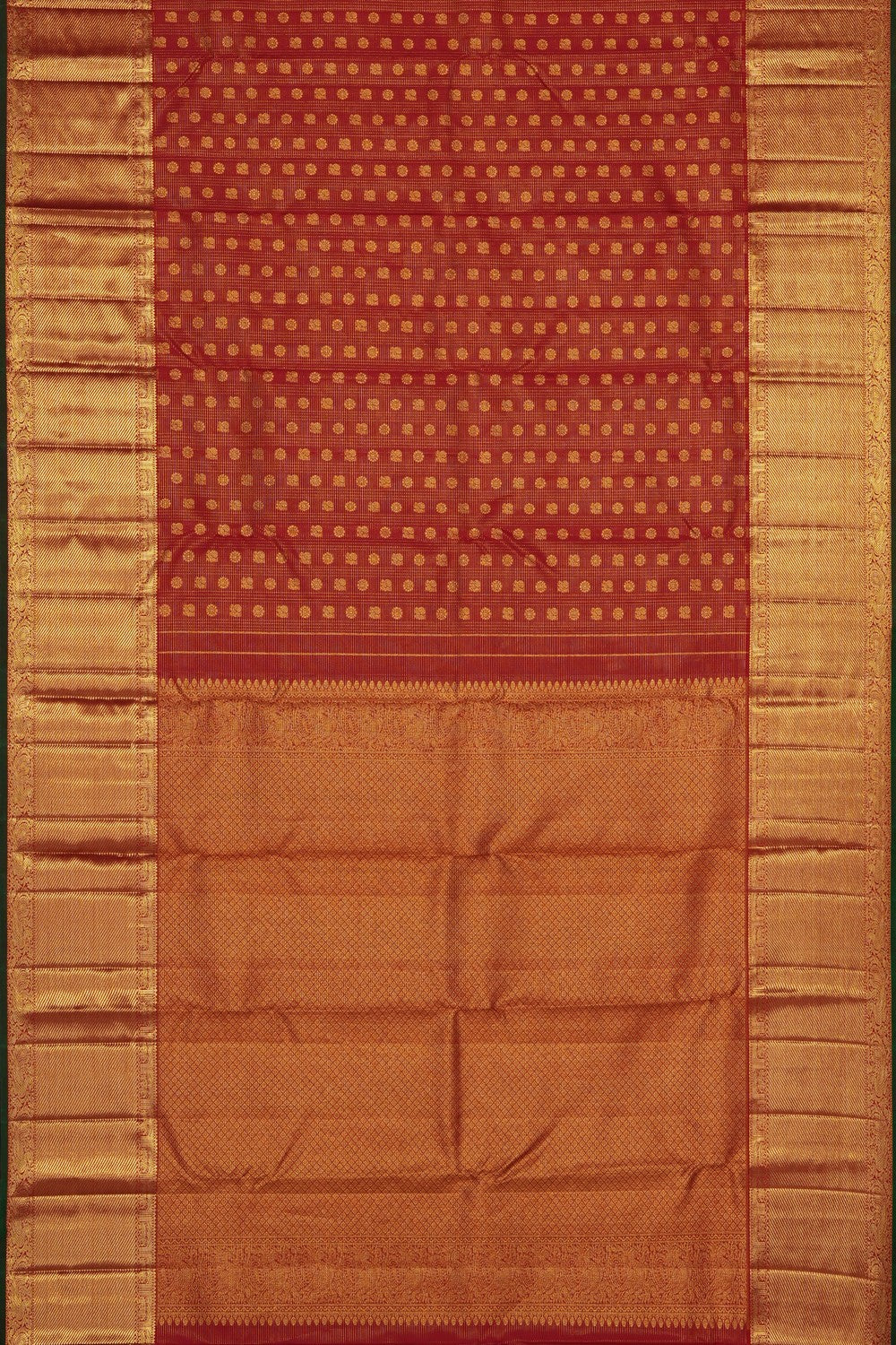 Image of Red Vintage Kanchipattu Kattam Saree