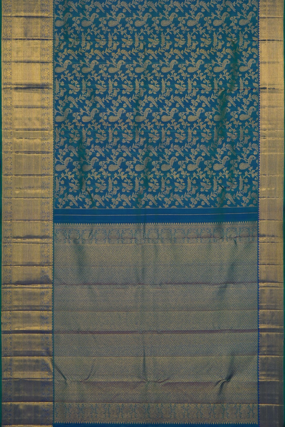 Image of Peacock Blue Vintage Kanchipattu Saree