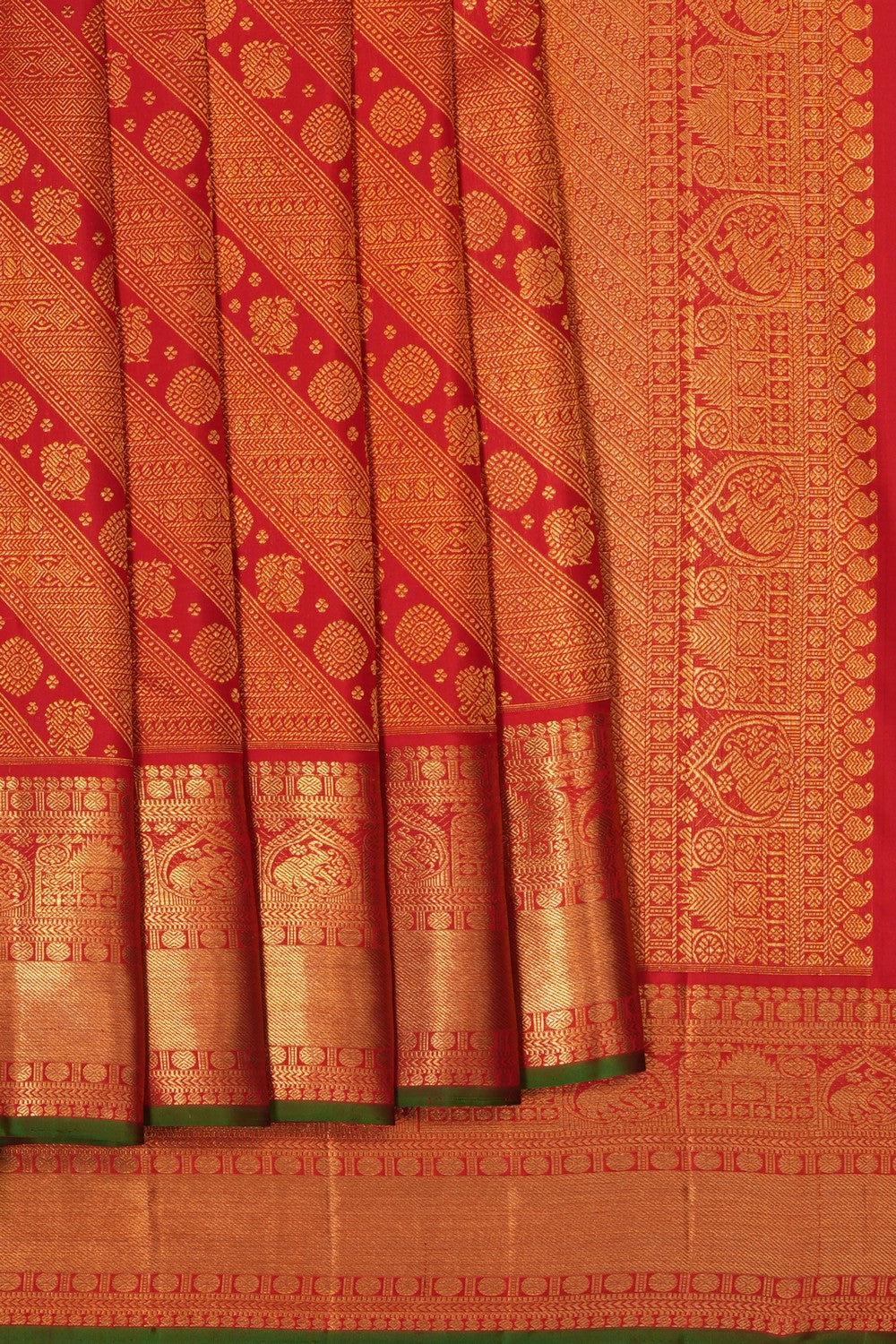 Image of Red Kanchipattu Brocade Saree