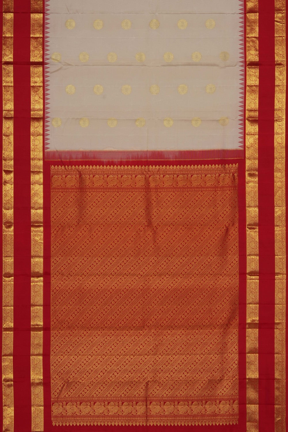 Image of Off-White Kanchipattu Saree