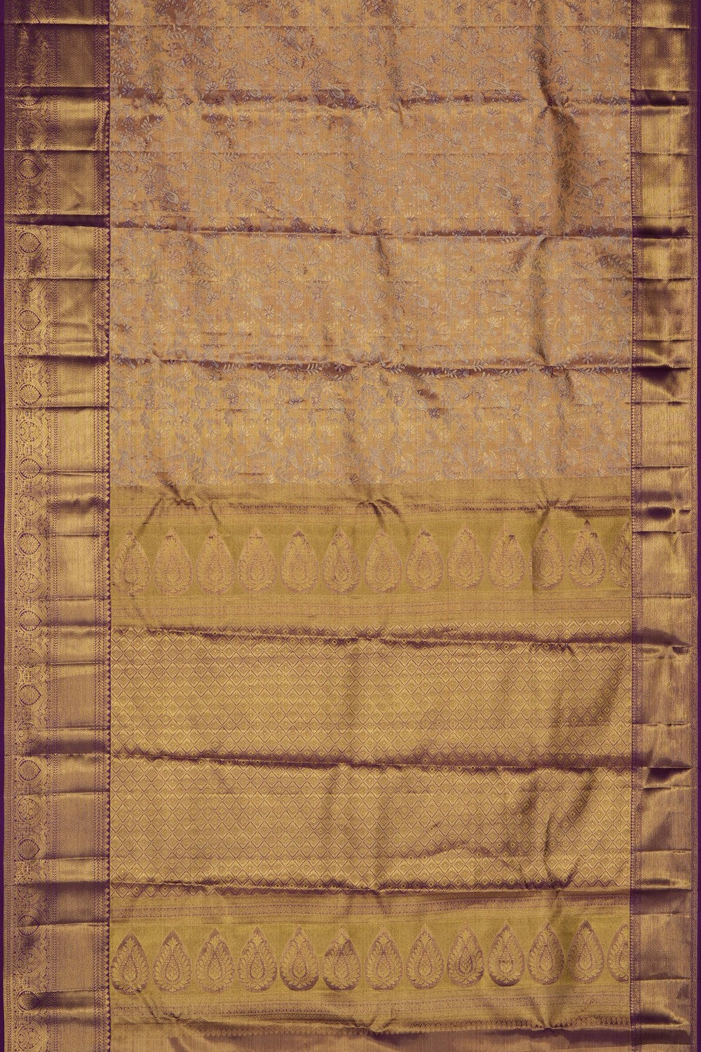Image of Peach Kanchipattu Tissue Brocade Saree