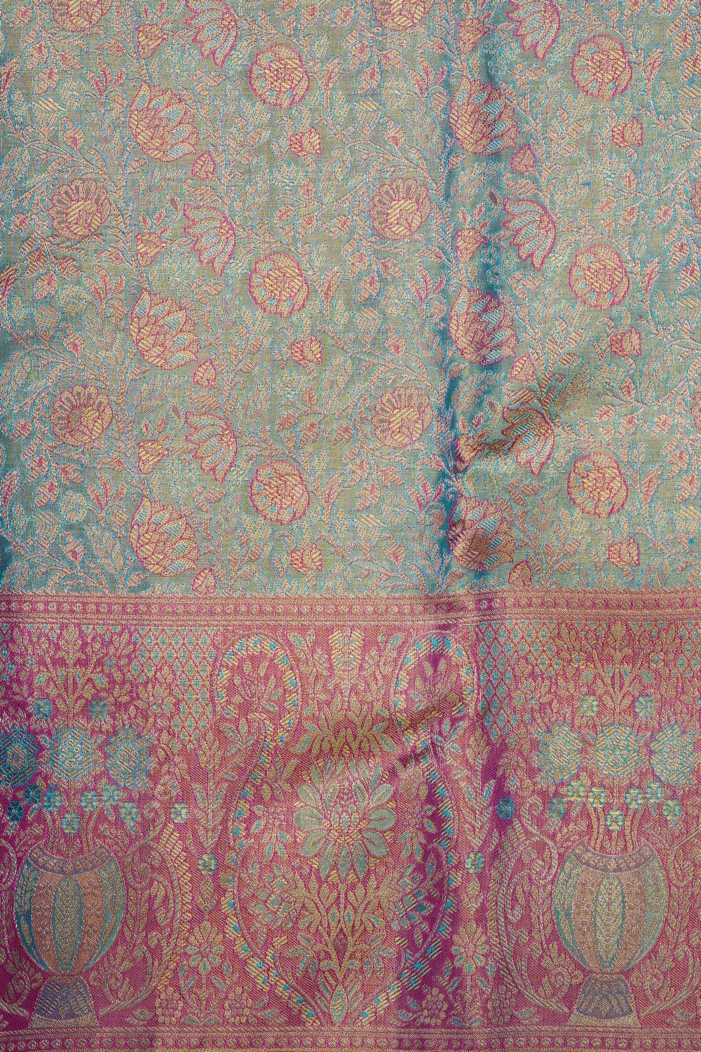 Image of Blue Kanchipattu Tissue Brocade Saree