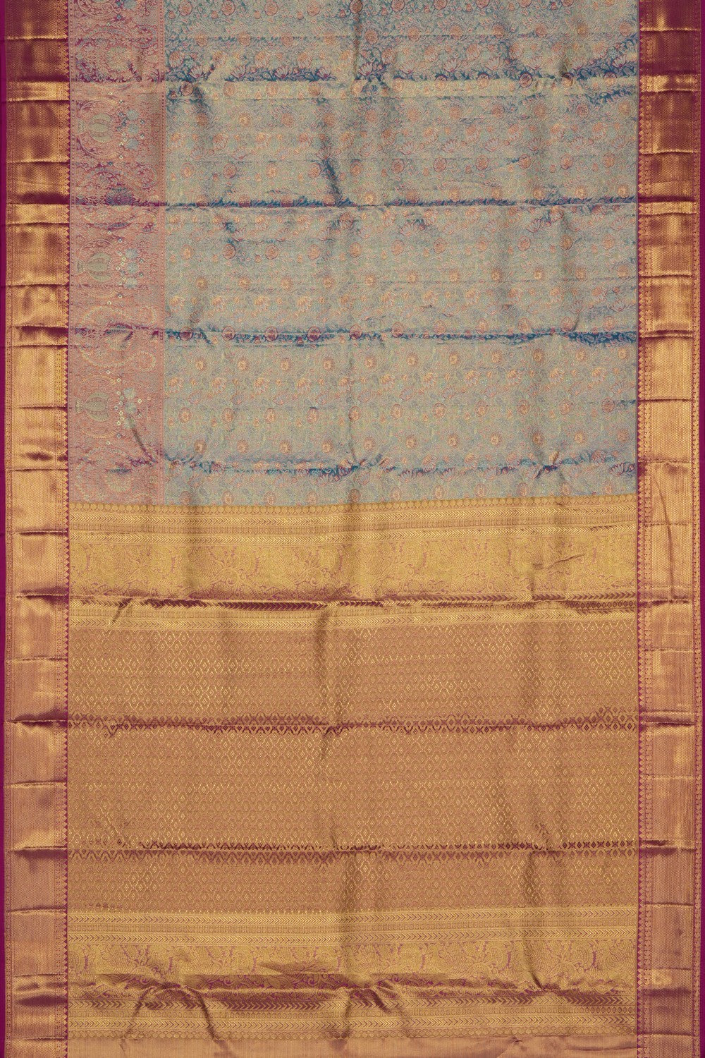 Image of Blue Kanchipattu Tissue Brocade Saree