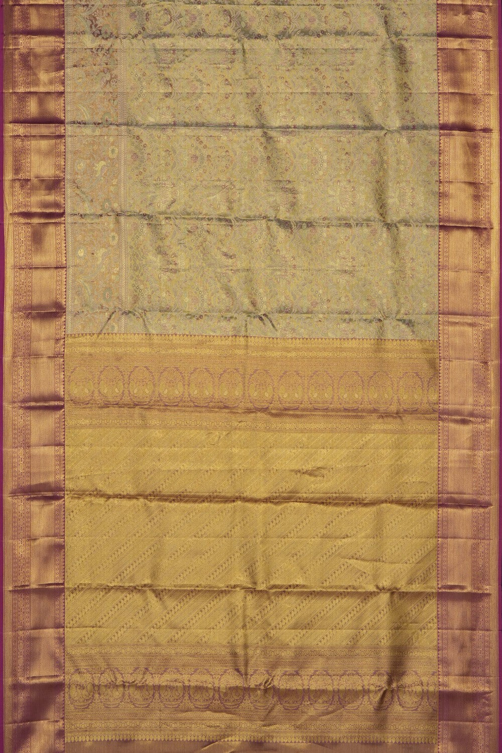 Image of Gold Kanchipattu Tissue Brocade Saree