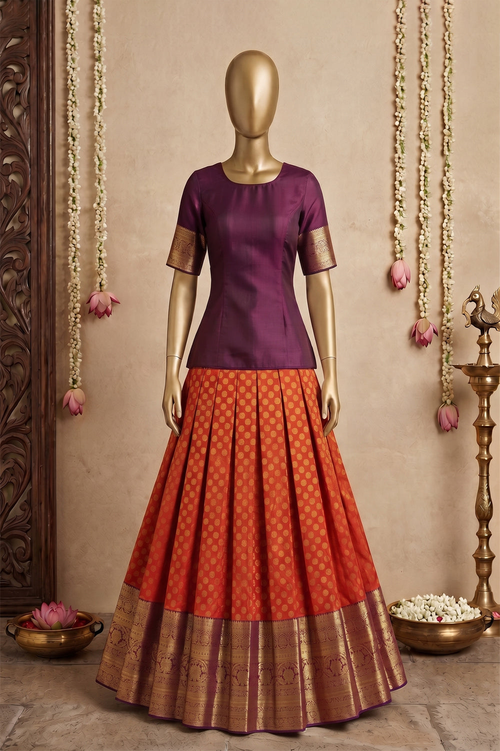 Image of Kanchipattu Pavada Unstitched Set