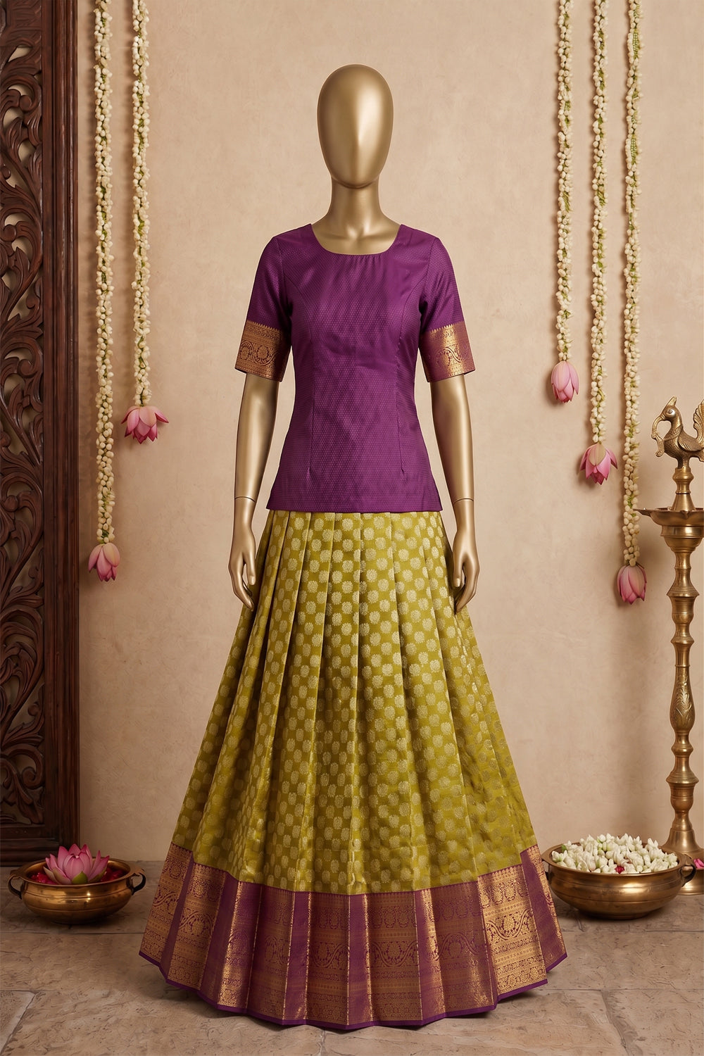 Image of Kanchipattu Pavada Unstitched Set