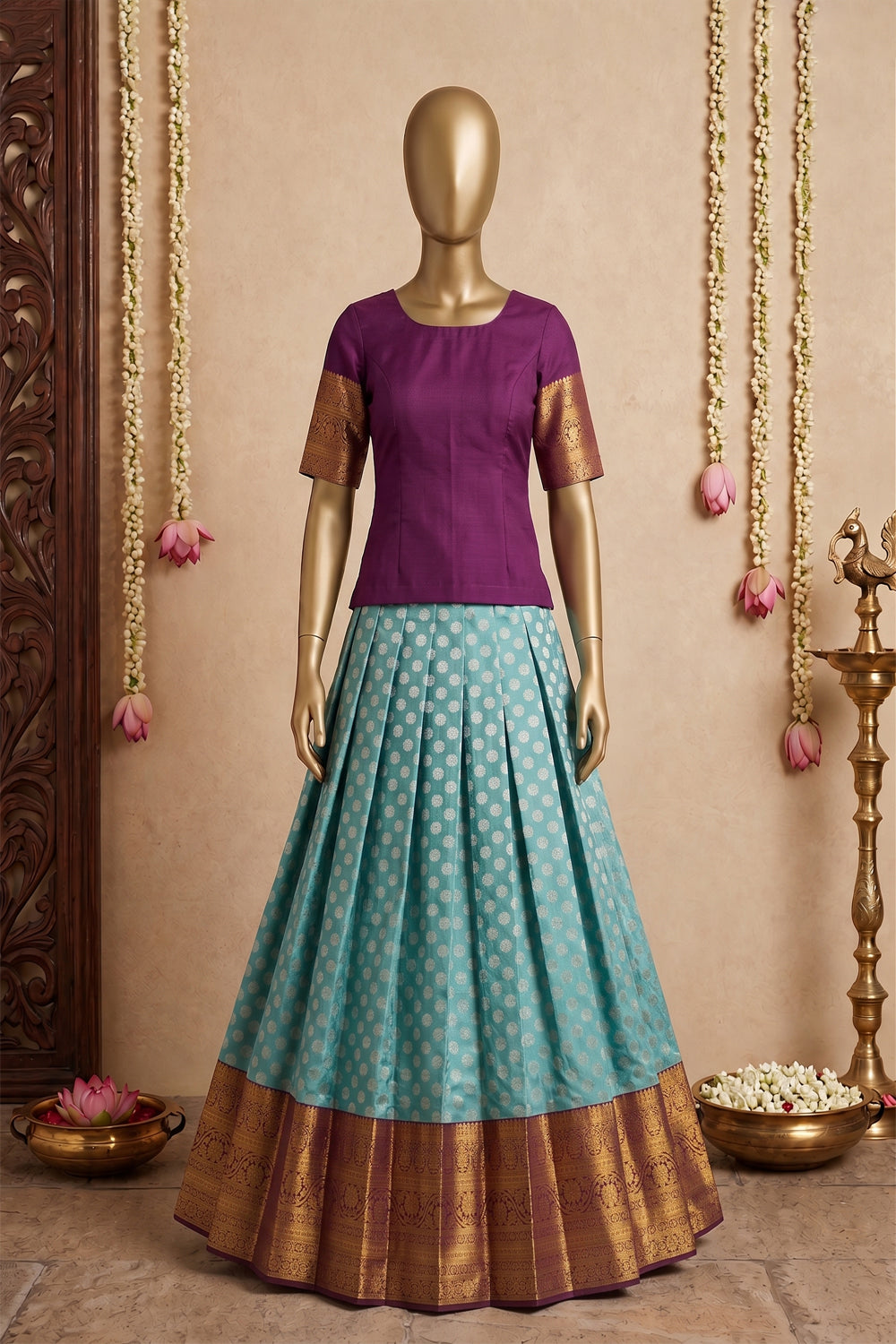 Image of Kanchipattu Pavada Unstitched Set