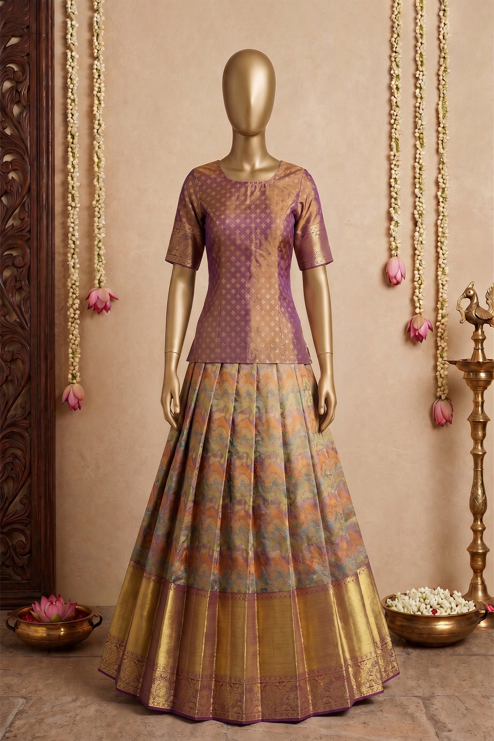 Image of Kanchipattu Pavada Unstitched Set