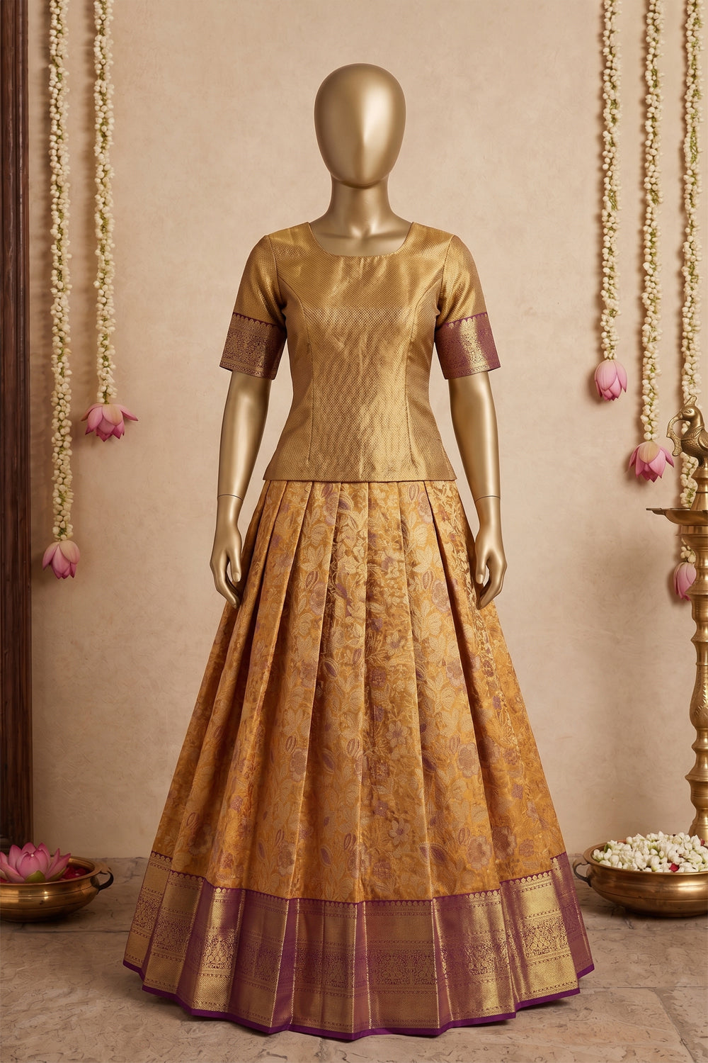 Image of Kanchipattu Pavada Unstitched Set