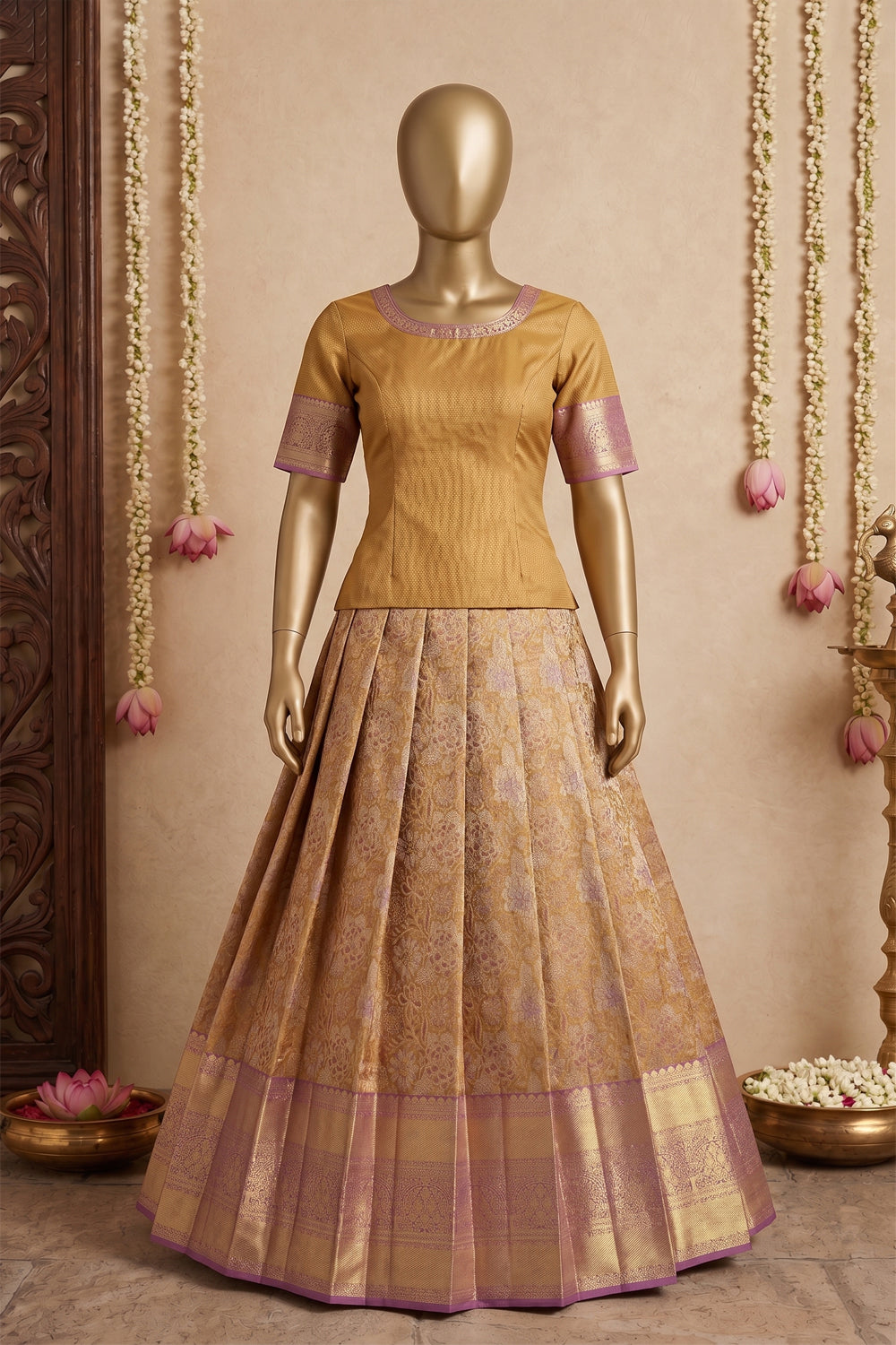 Image of Kanchipattu Pavada Unstitched Set