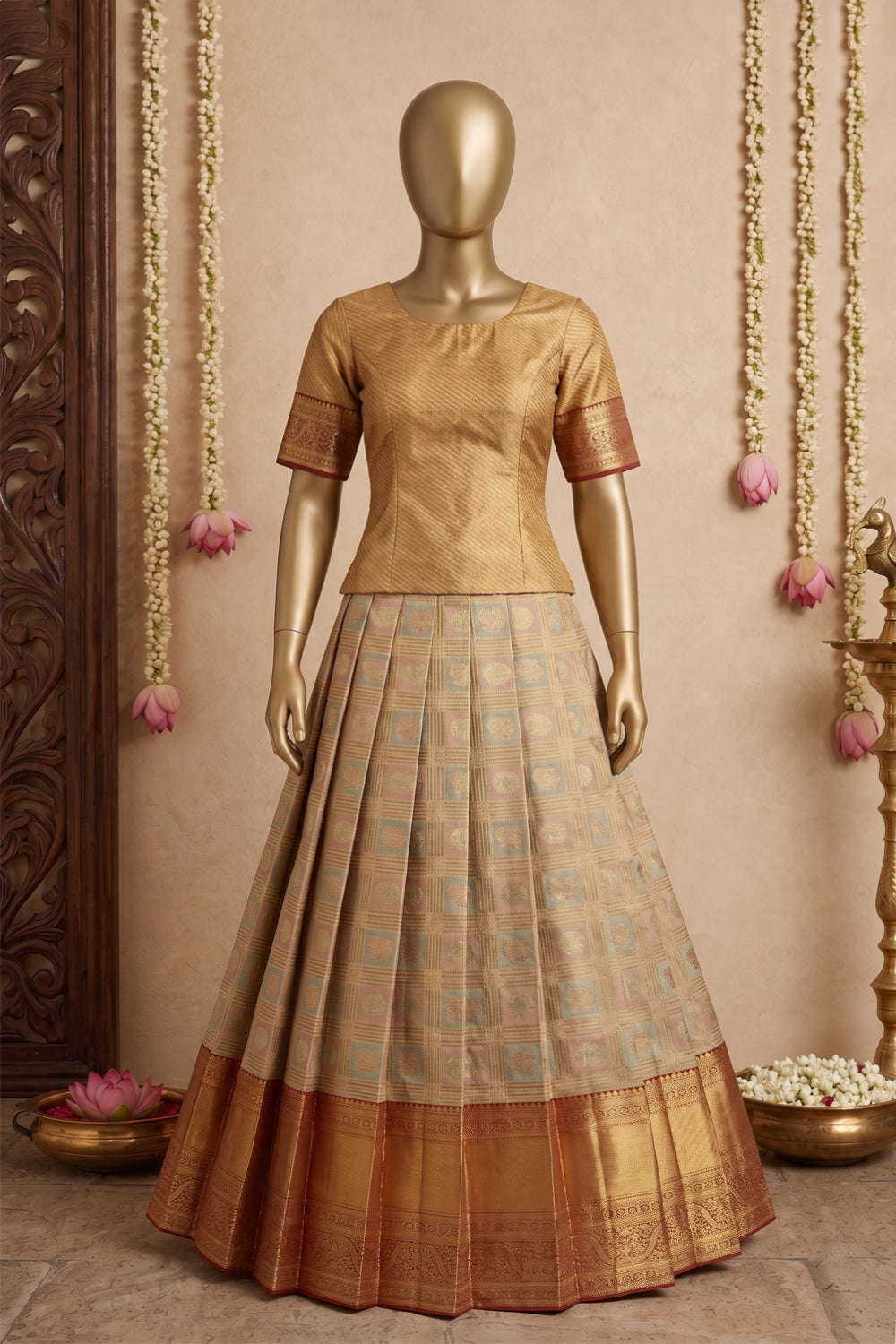 Image of Kanchipattu Pavada Unstitched Set
