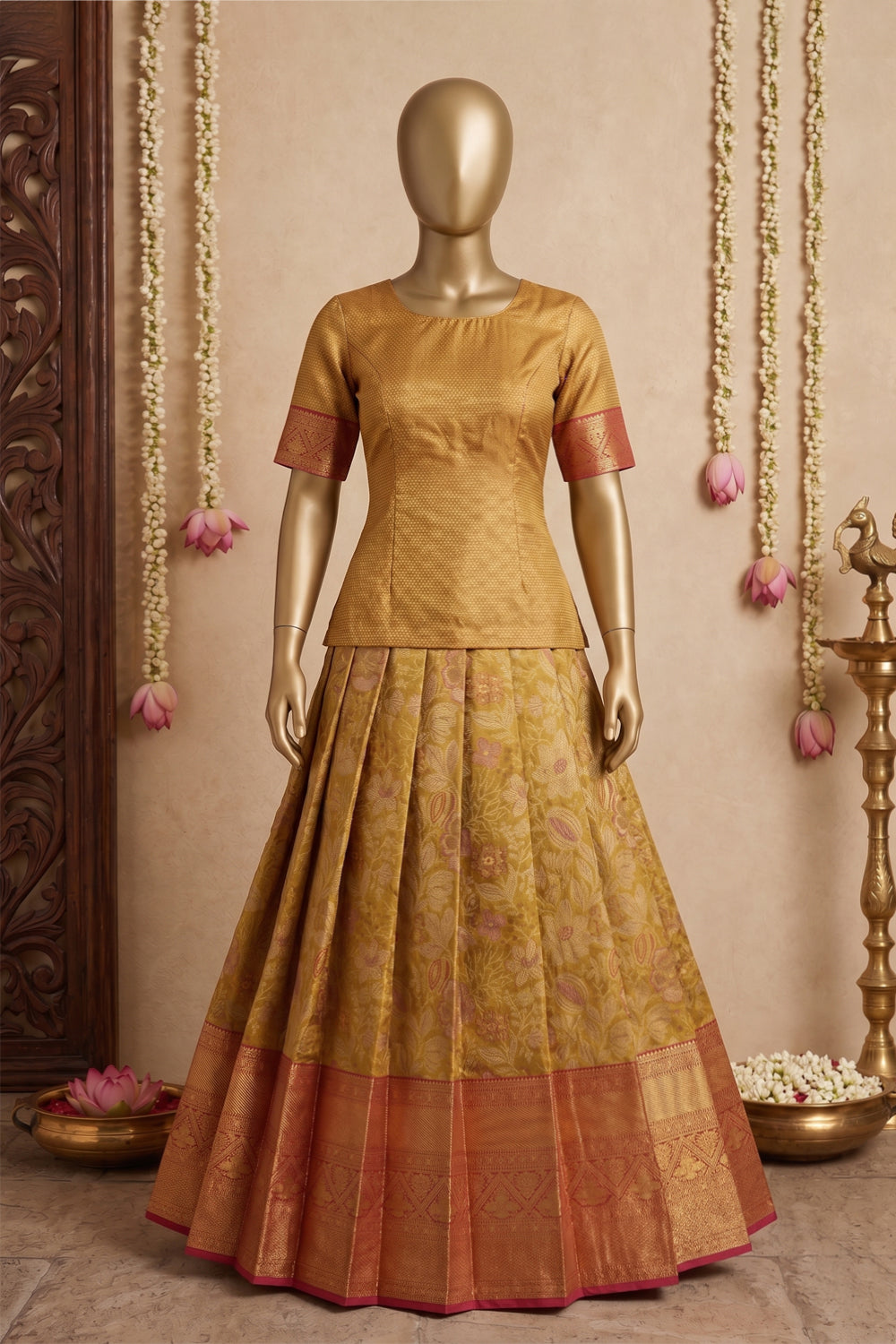 Image of Kanchipattu Pavada Unstitched Set