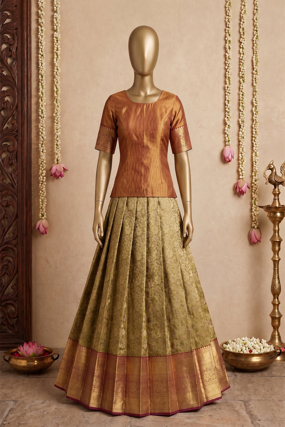 Image of Kanchipattu Pavada Unstitched Set