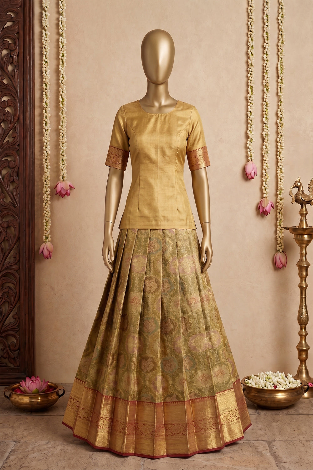 Image of Kanchipattu Pavada Unstitched Set
