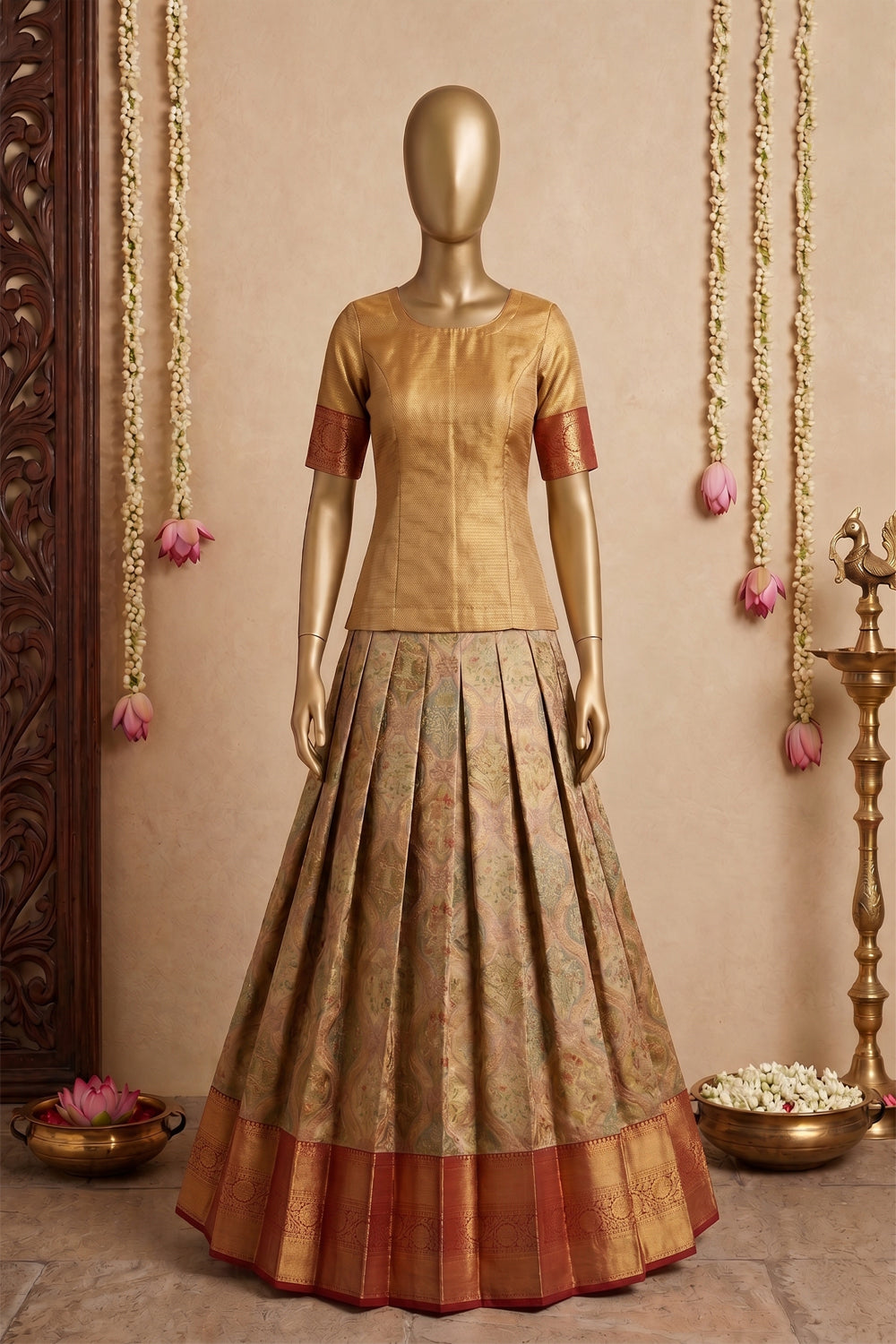Image of Kanchipattu Pavada Unstitched Set