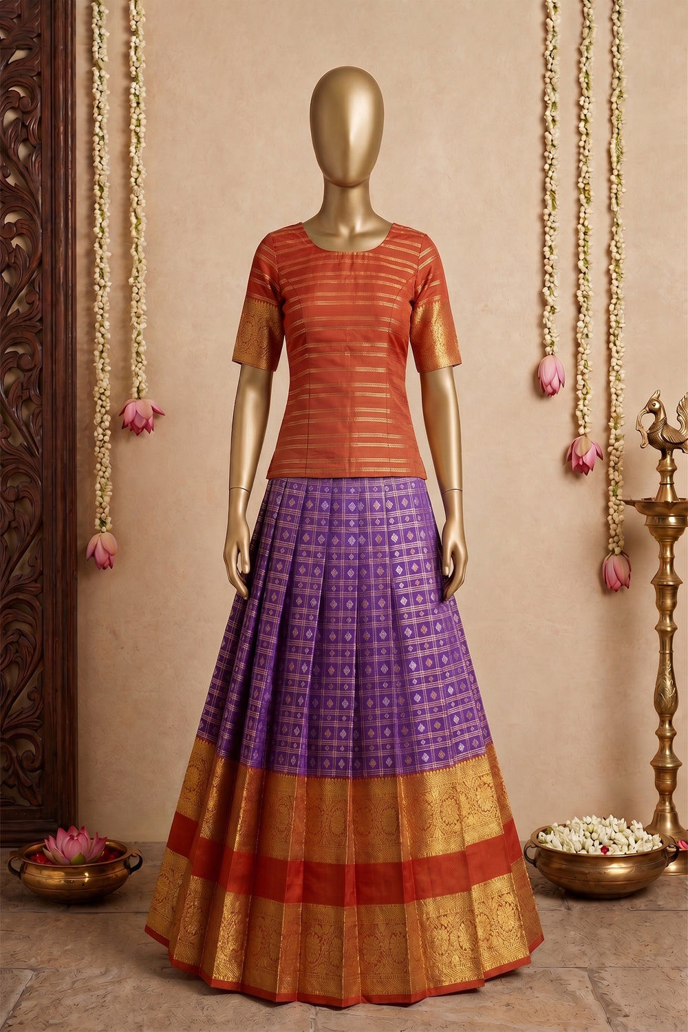 Image of Kanchipattu Pavada Unstitched Set