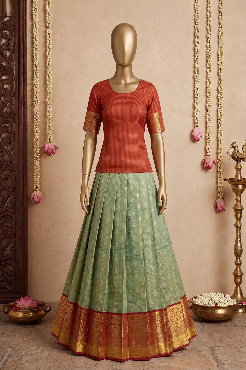 Image of Kanchipattu Pavada Unstitched Set