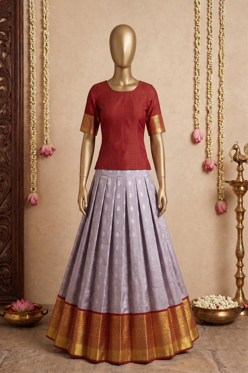 Image of Kanchipattu Pavada Unstitched Set