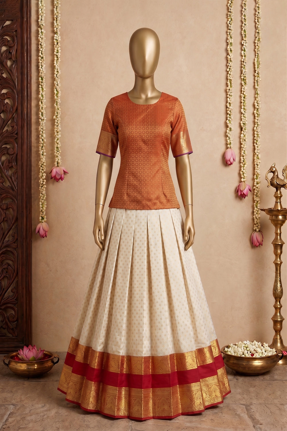 Image of Kanchipattu Pavada Unstitched Set