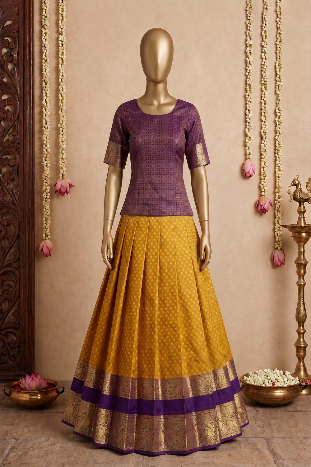 Image of Kanchipattu Pavada Unstitched Set