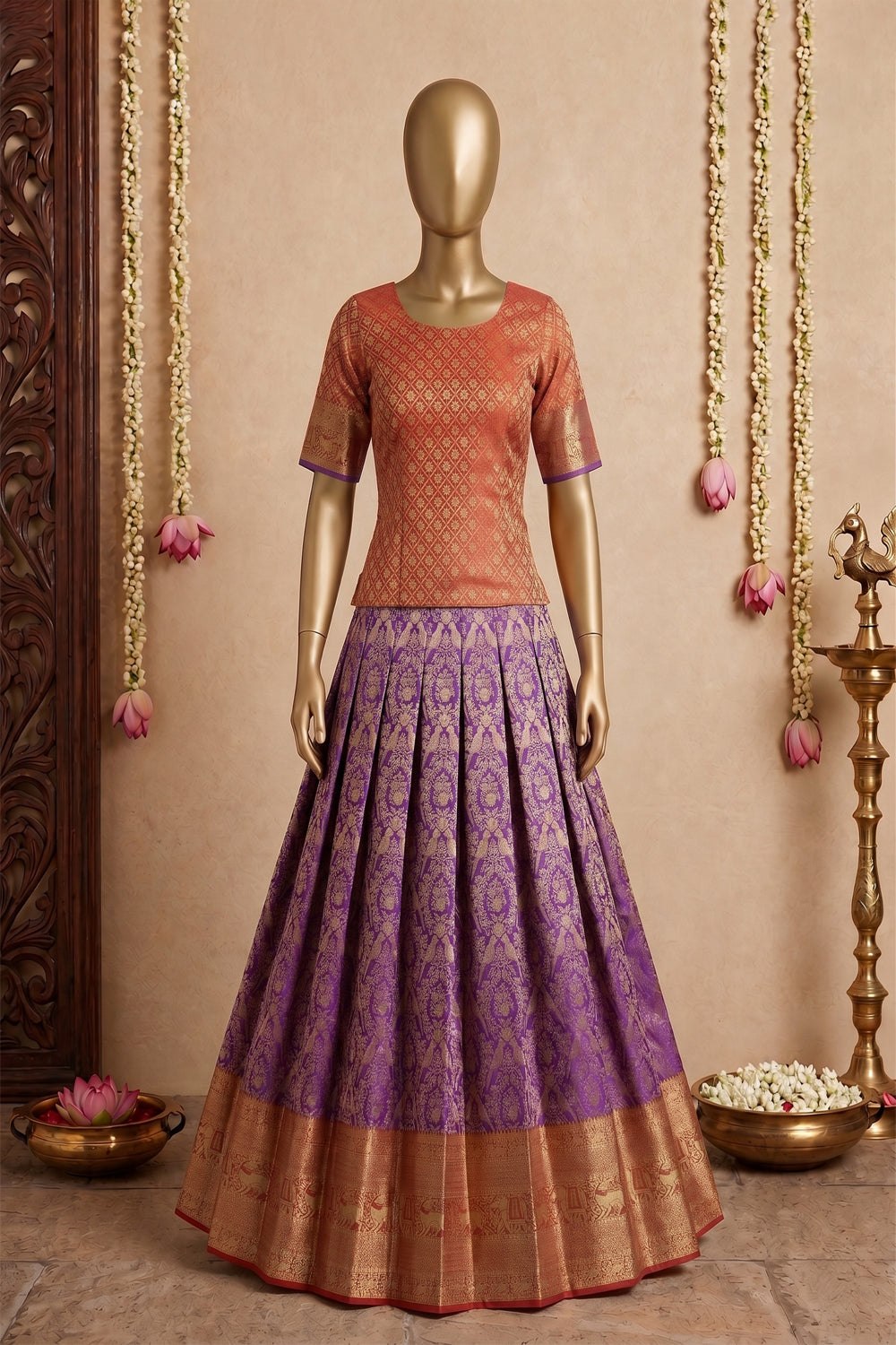 Image of Kanchipattu Pavada Unstitched Set