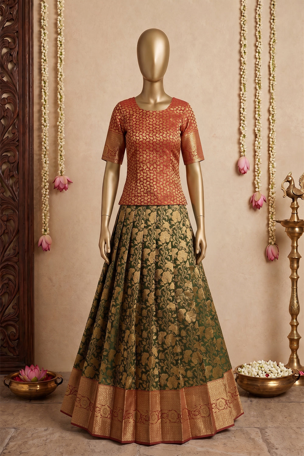Image of Kanchipattu Pavada Unstitched Set