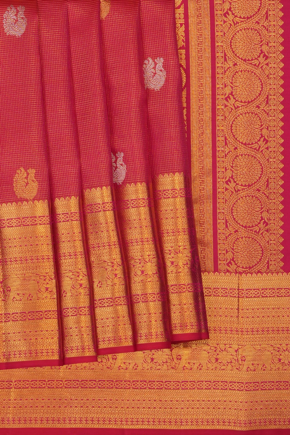 Image of Pink Kanchipattu Kattam Saree