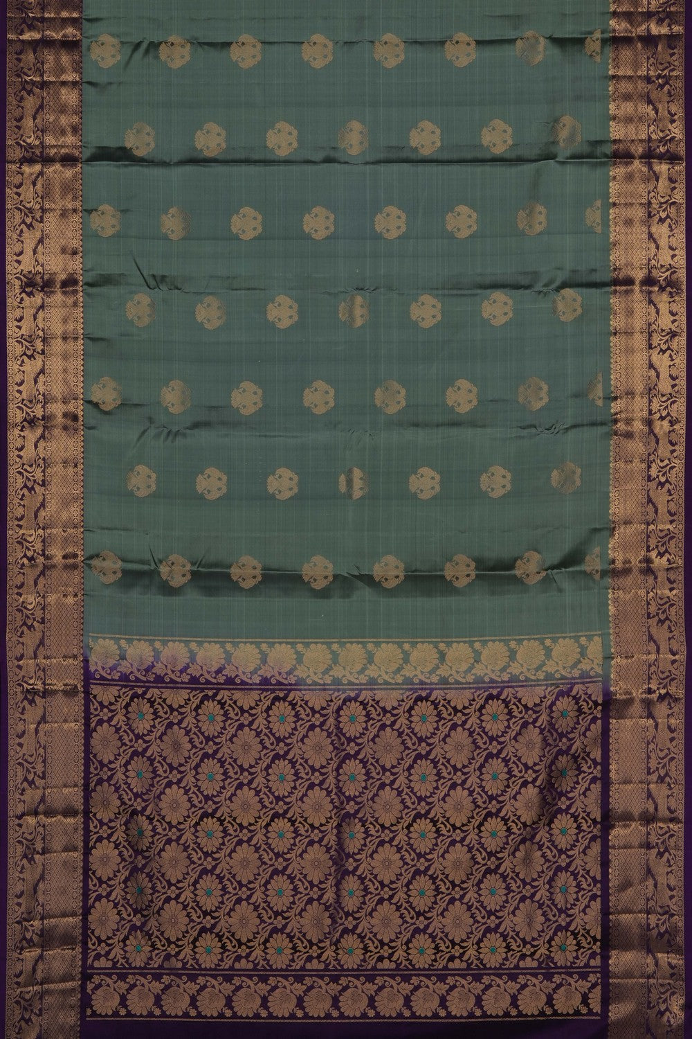 Image of Sage-Green Kanchi Silk Saree