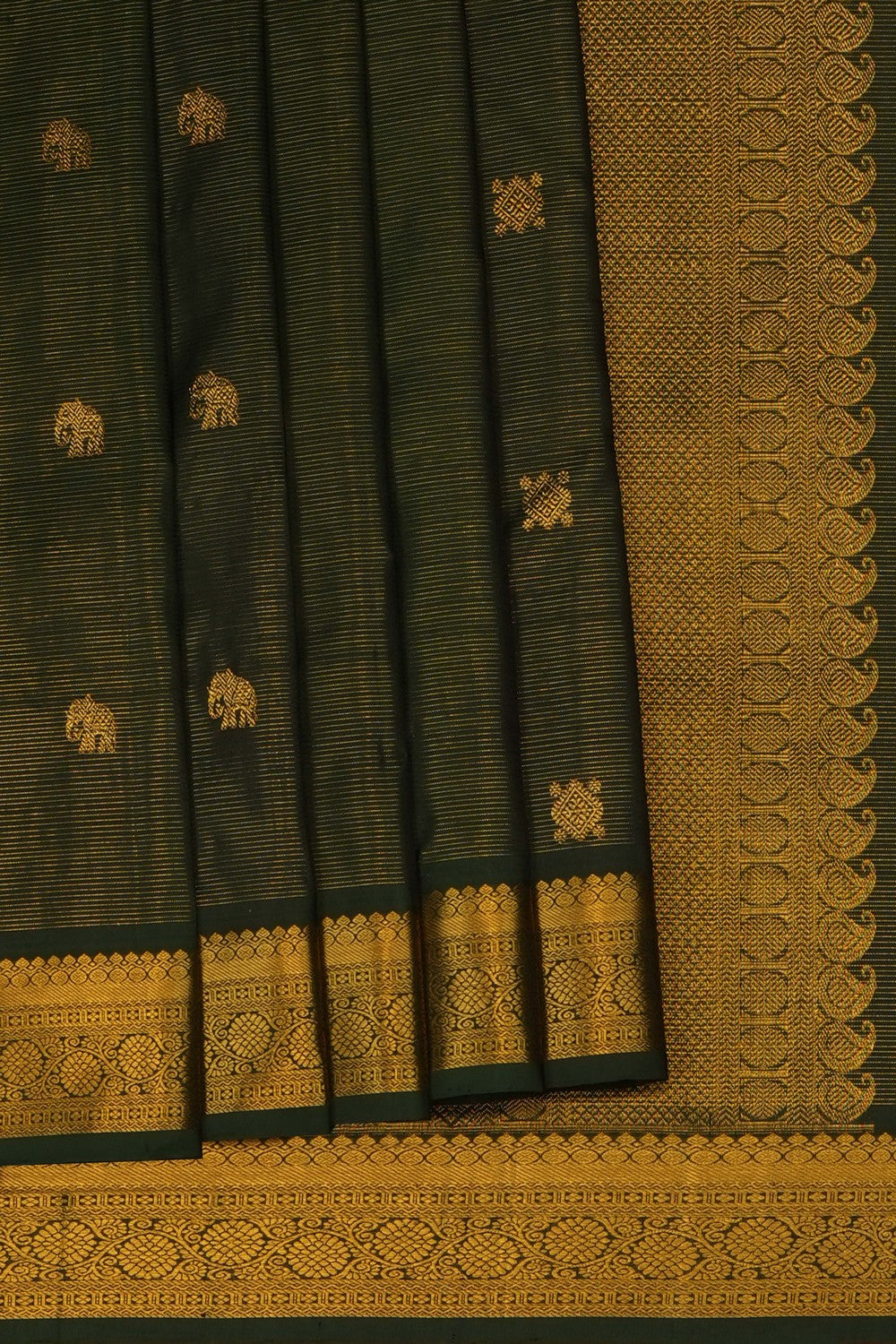 Image of Green Vintage Kanchi Silk Saree