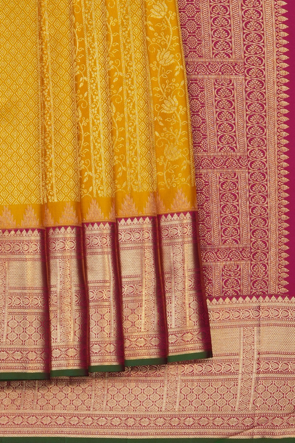 Image of Yellow Kanchipattu Brocade Saree