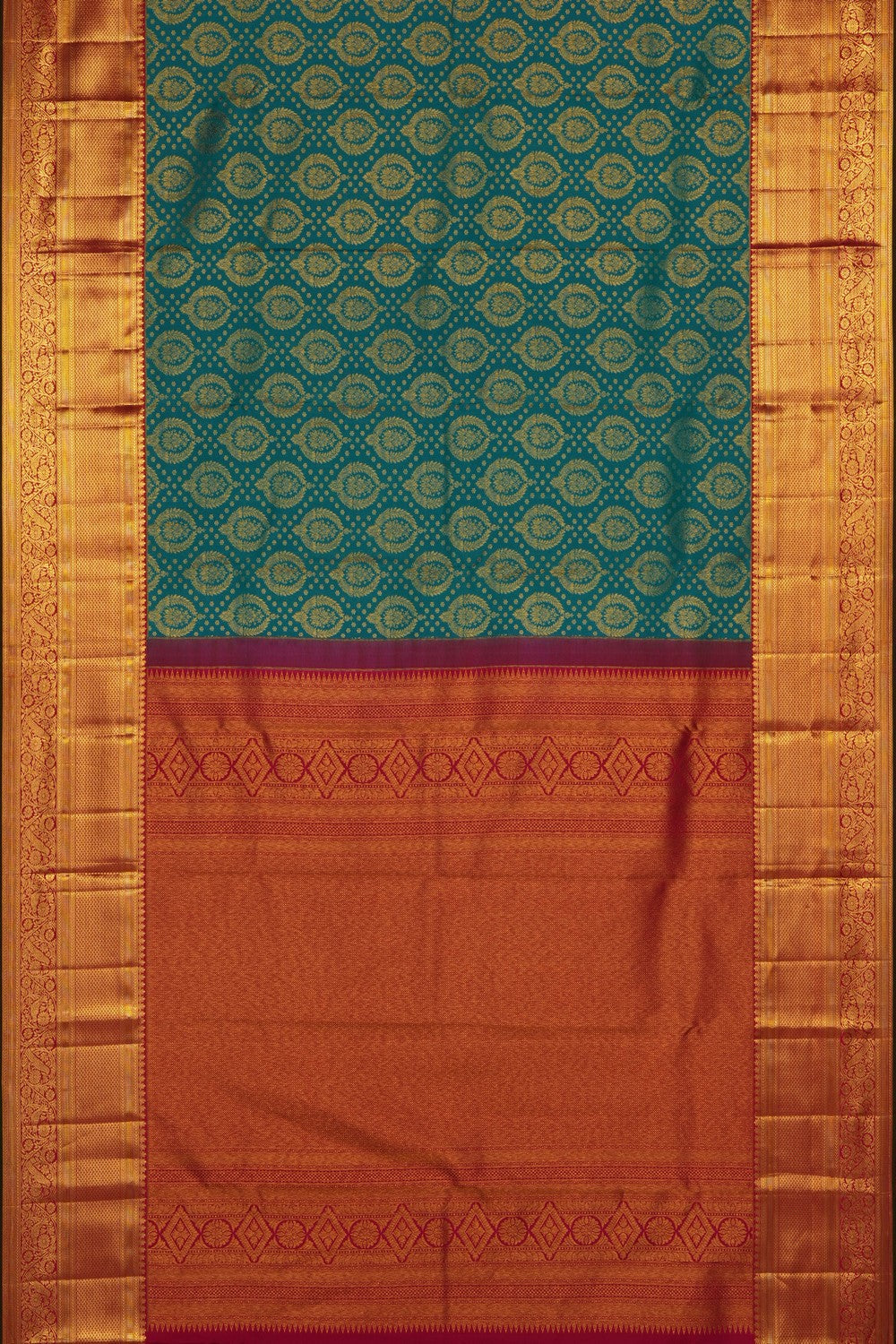 Image of Teal-Green Kanchipattu Brocade Saree