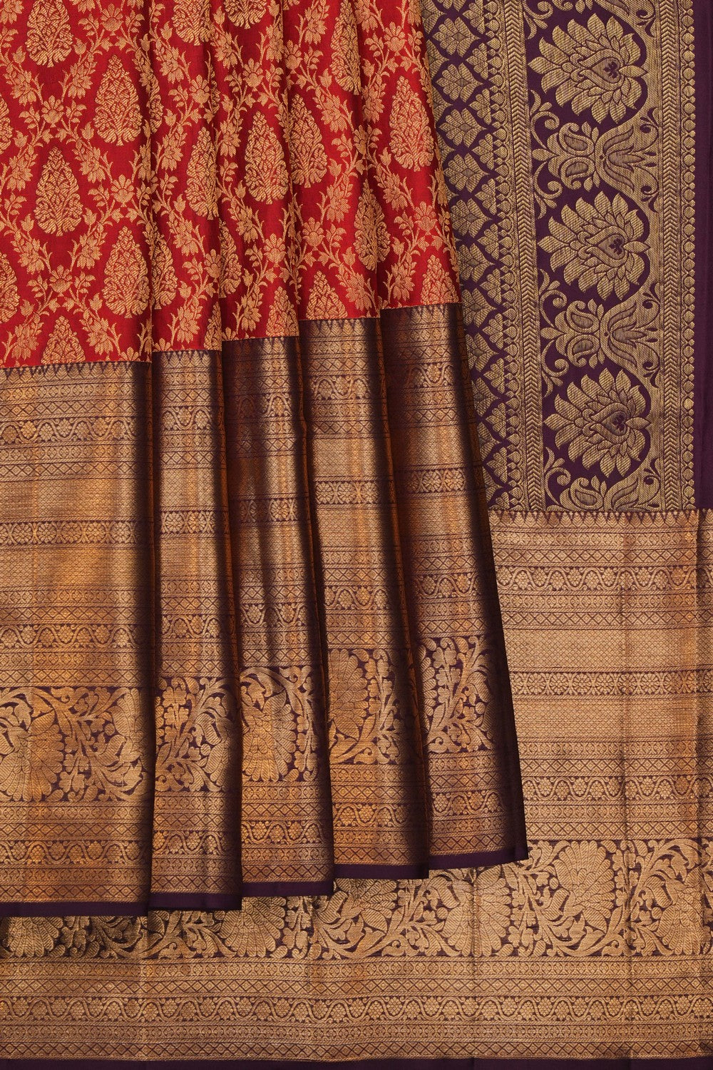 Image of Red Kanchipattu Brocade Saree