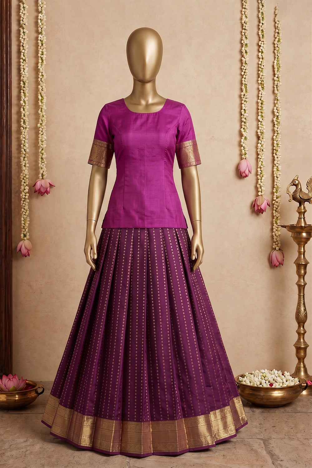 Image of Kanchipattu Pavada Unstitched Set