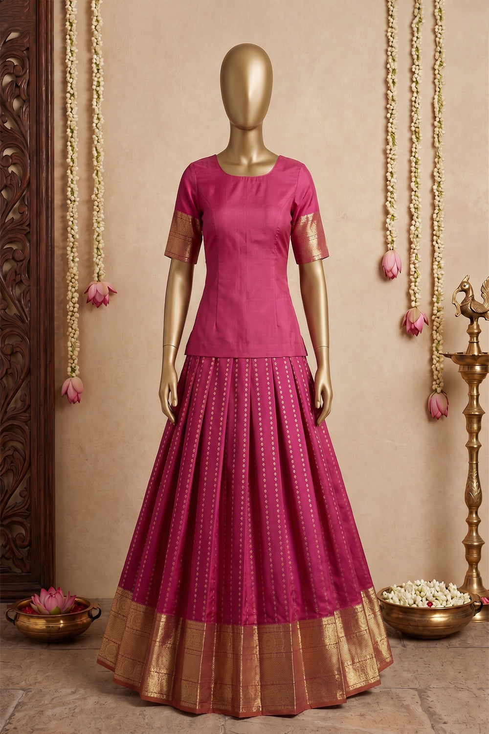 Image of Kanchipattu Pavada Unstitched Set