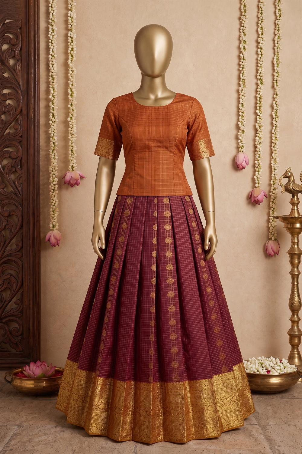 Image of Kanchipattu Pavada Unstitched Set