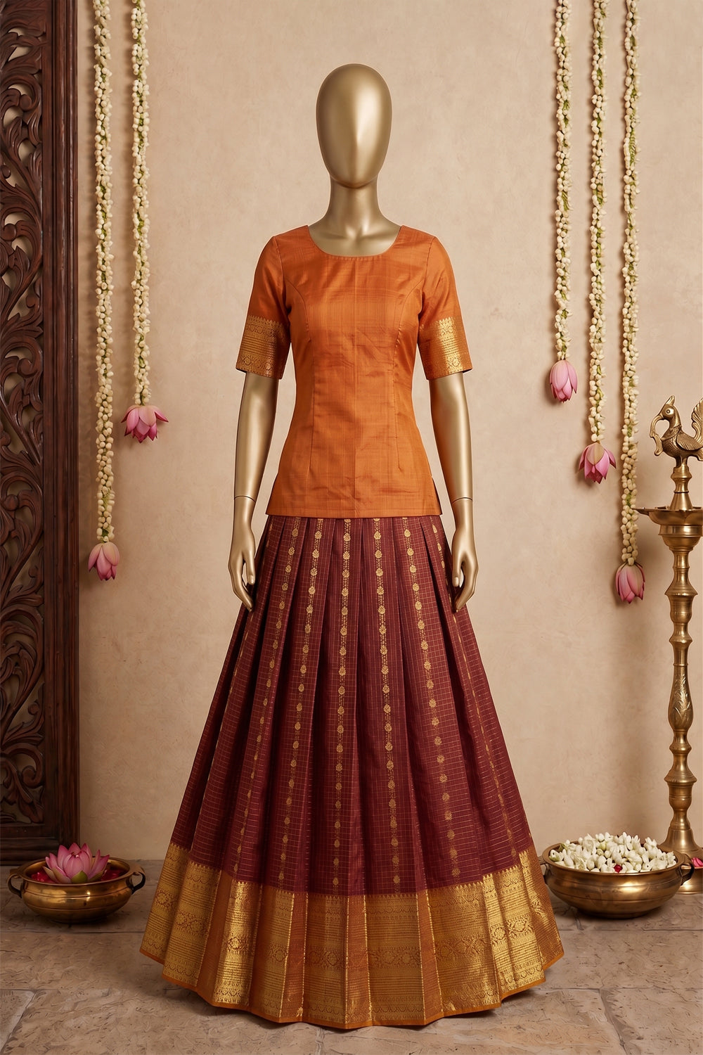 Image of Kanchipattu Pavada Unstitched Set
