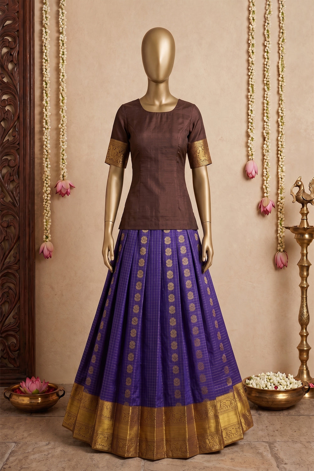 Image of Kanchipattu Pavada Unstitched Set