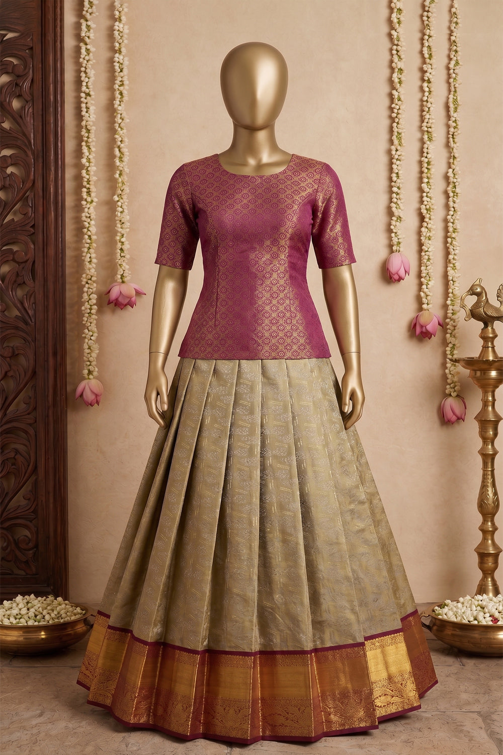 Image of Kanchipattu Pavada Unstitched Set