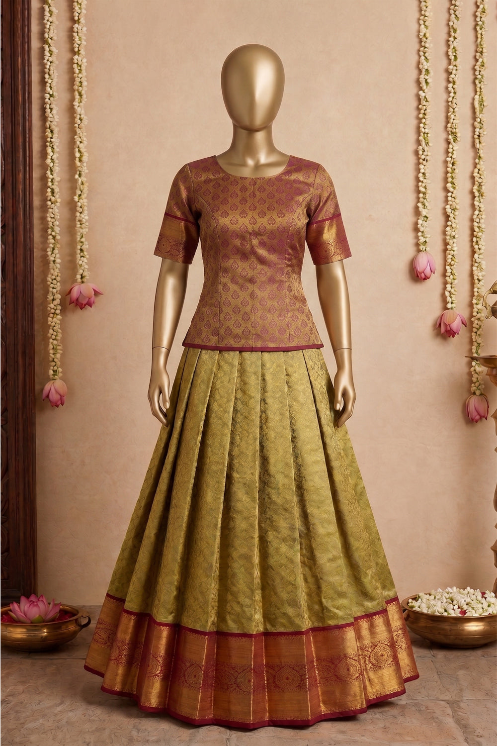 Image of Kanchipattu Pavada Unstitched Set