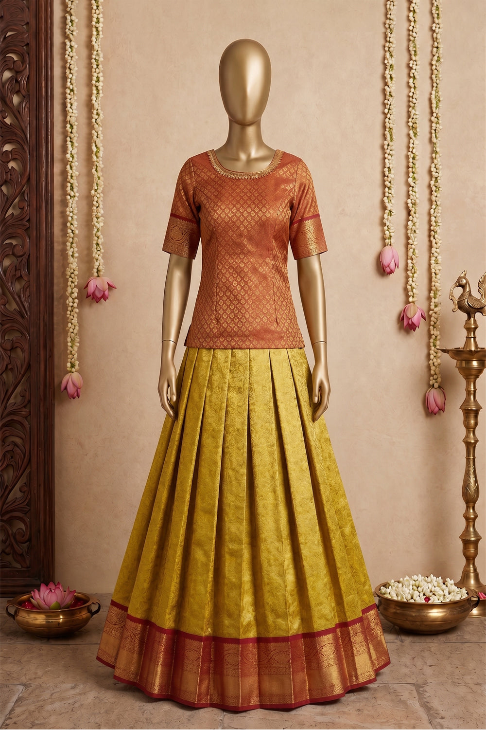 Image of Kanchipattu Pavada Unstitched Set