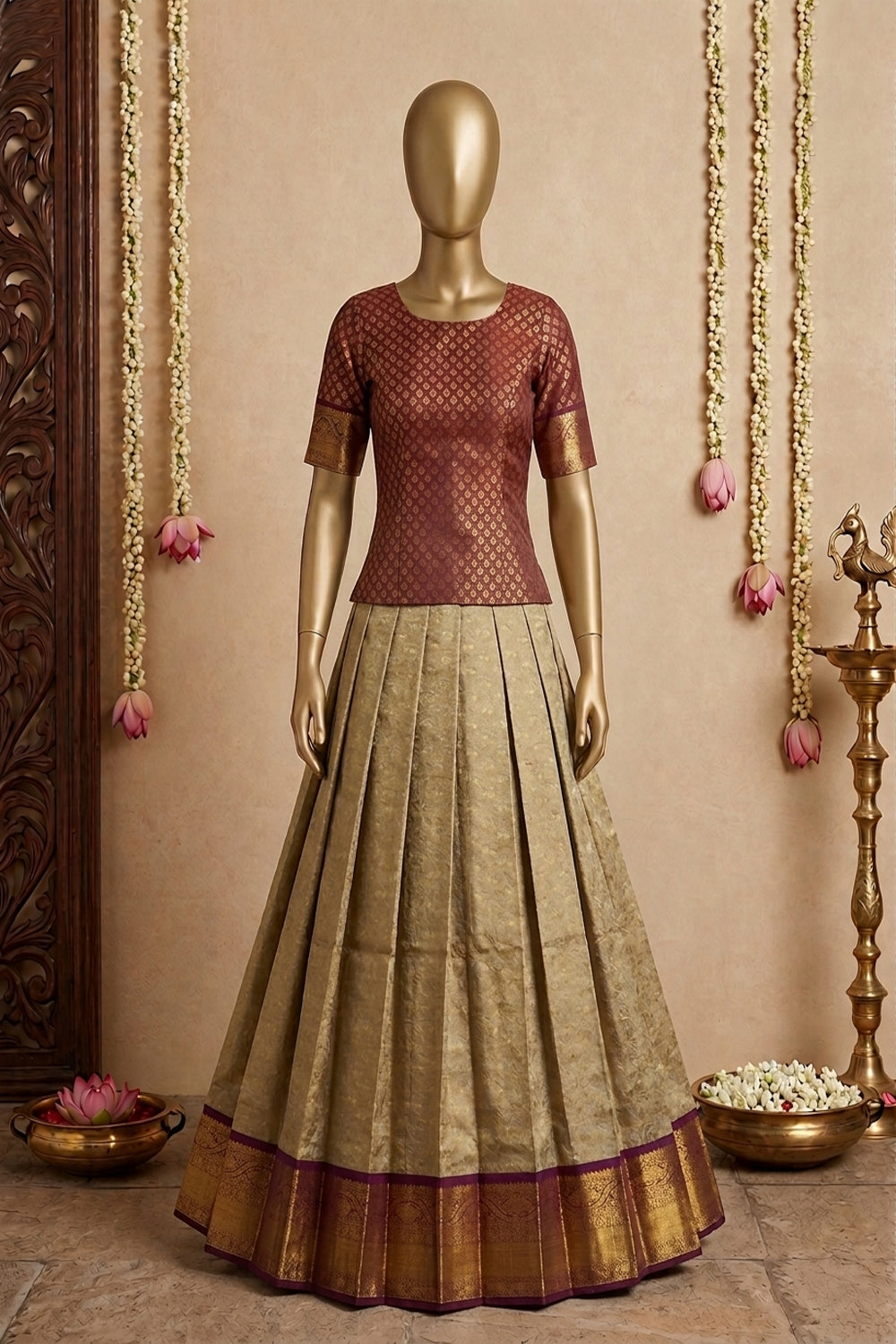 Image of Kanchipattu Pavada Unstitched Set