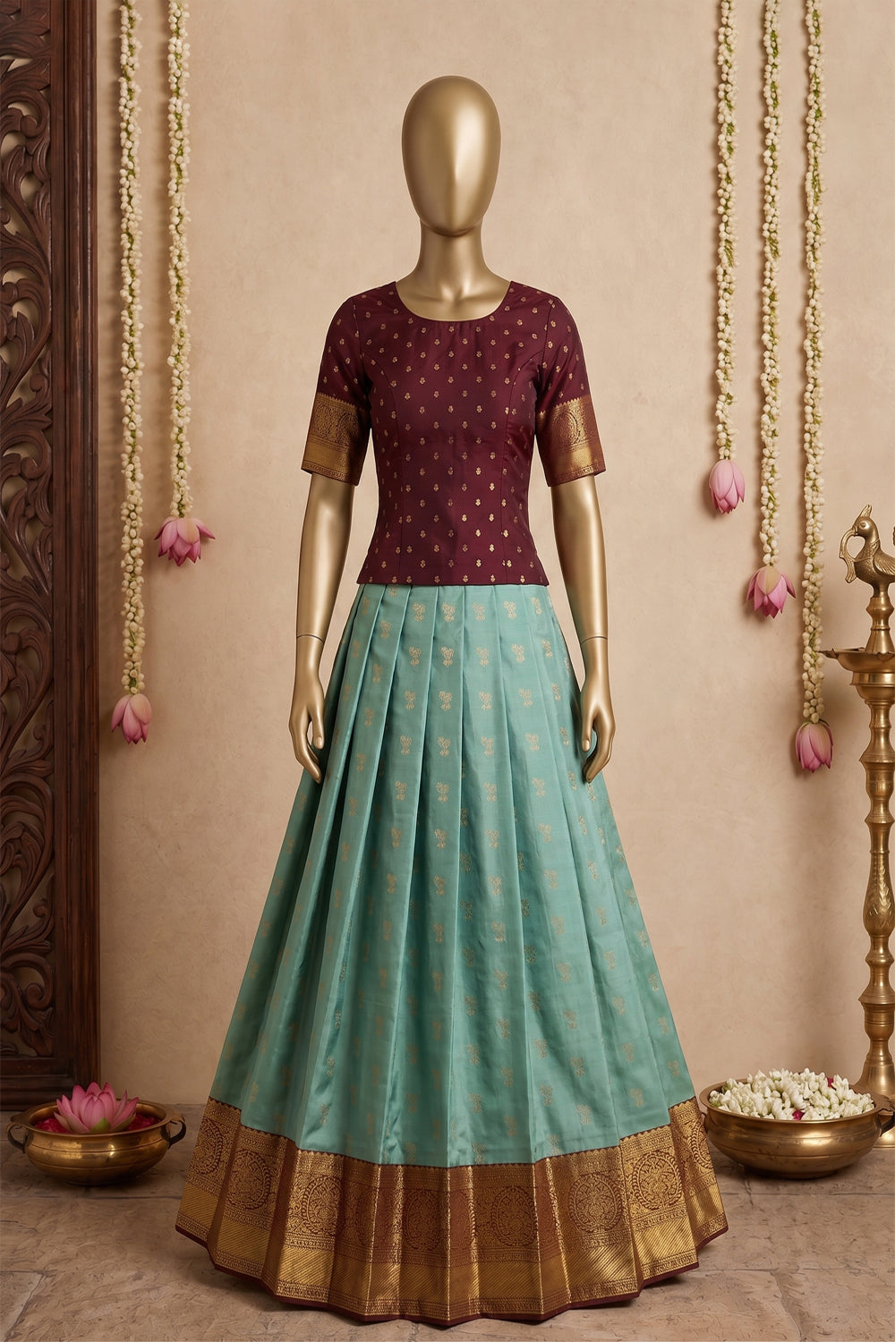 Image of Kanchipattu Pavada Unstitched Set